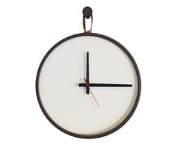 Relógio Round Corten Alça Caramelo Mostrador Branco Ponteiro Preto 30 cm