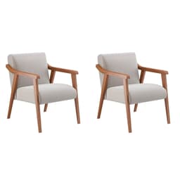 Conjunto com 2 Poltrona Flávia Algodão Bege e Nogueira