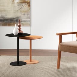 Conjunto de Mesas Laterais Lia Preta e Natural