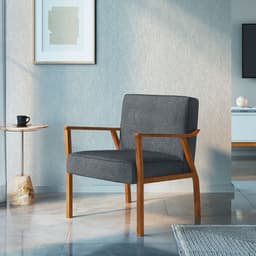 Poltrona Antonia Poliéster Chumbo e Nogueira