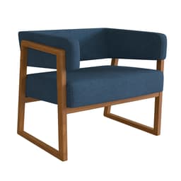 Poltrona Bria Poliéster Azul Marinho e Nogueira