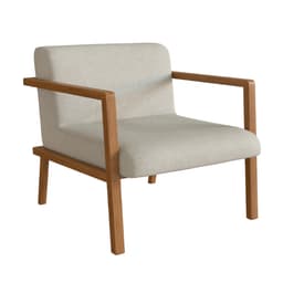 Poltrona Gandia Poliéster Bege Claro e Nogueira