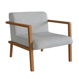 Poltrona Gandia Poliéster Cinza Claro e Nogueira