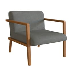 Poltrona Gandia Poliéster Cinza Escuro e Nogueira