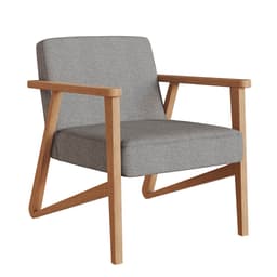 Poltrona Luiza Madeira Maciça Cinza e Natural