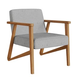 Poltrona Luiza Madeira Maciça Cinza e Nogueira