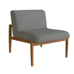 Poltrona Narvi Poliéster Cinza Escuro e Nogueira