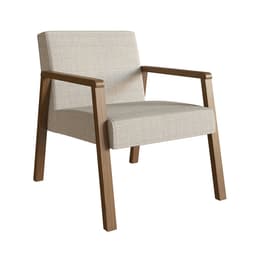 Poltrona Slim Algodão Bege e Nogueira