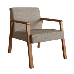 Poltrona Slim Algodão Marrom Claro e Nogueira