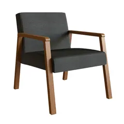 Poltrona Slim Poliéster Grafite e Nogueira