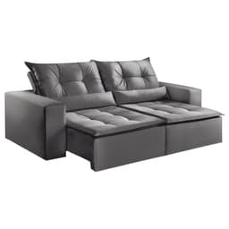 Sofá Retrátil Cayman 2,00m Velusoft Cinza - Emobiliar