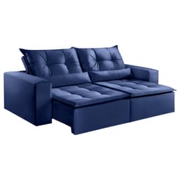 Sofá Retrátil Cayman 2,30m Velusoft Azul - Emobiliar