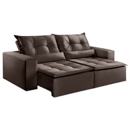 Sofá Retrátil Cayman 2,30m Velusoft Marrom - Emobiliar