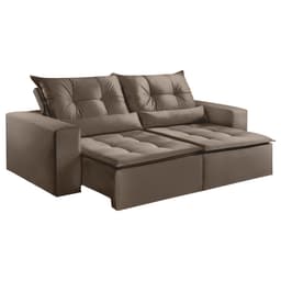 Sofá Retrátil Cayman 2,50m Velusoft Bege - Emobiliar