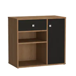 Armário de Escritório Ravena 1 PT 1 GV Mel e Preto