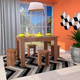 Conjunto de Mesa de Cozinha com 4 Bancos Regina Montana 120 cm