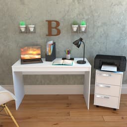 Conjunto de Mesa para Notebook Hype com Gaveteiro Cruze 3 GV Branco