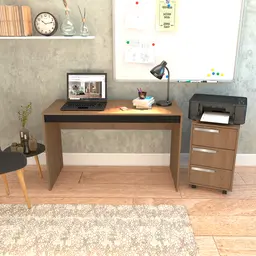 Conjunto de Mesa para Notebook Hype com Gaveteiro Cruze 3 GV Mel e Preto