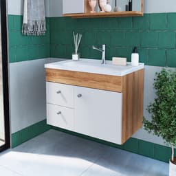 Gabiente de Banheiro com Pia Versato 1 PT 2 GV Mel e Branco