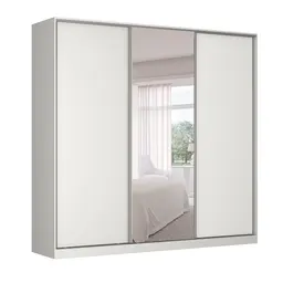 Guarda-Roupa Casal com Espelho Tunas I 3 Portas 3 Gavetas Branco