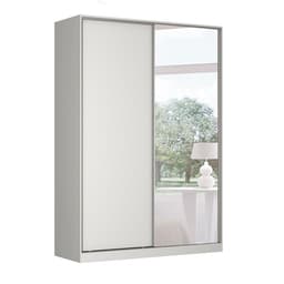 Guarda-Roupa Solteiro com Espelho Tunas I 2 Portas 3 Gavetas Branco