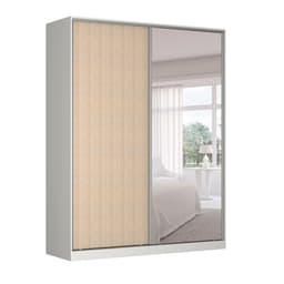 Guarda-Roupa Solteiro com Espelho Tunas II 2 Portas 3 Gavetas Branco e Noce