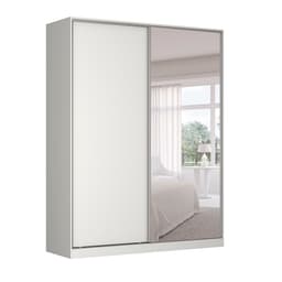 Guarda-Roupa Solteiro com Espelho Tunas III 2 Portas 3 Gavetas Branco