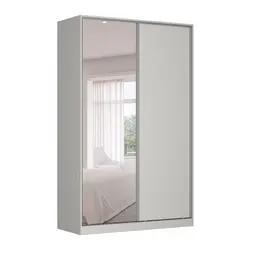 Guarda-Roupa Solteiro com Espelho Tunas V 2 Portas 3 Gavetas Branco