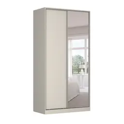 Guarda-Roupa Solteiro com Espelho Tunas VII 2 Portas 3 Gavetas Branco