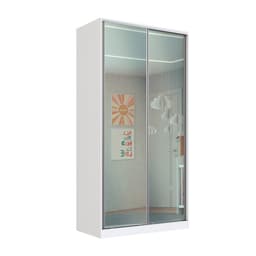 Guarda-Roupa Solteiro com Espelho Tunas VIII 2 Portas 3 Gavetas Branco