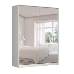 Guarda-Roupa Solteiro com Espelho Tunas X 2 Portas 3 Gavetas Branco