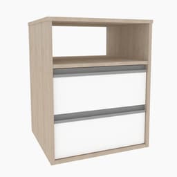 Mesa de Cabeceira Amora 2 Gavetas Branca e Noce