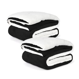 Kit 2 Edredom Coberdrom Preto Queen Size Pele de Carneiro Dupla Face