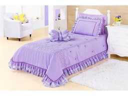 Kit Cobre Leito Solteiro Jardine 03 Peças Lilas - Enxovais Aquarela