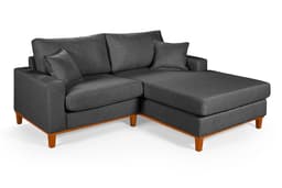 Sofa Living 2 Lugares Chaise Lado Esquerdo Revestido Linho Base em Madeira