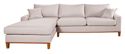 Sofa Living California 4 Lugares Chaise Lado Direito Revestido Linho Base Madeira