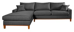 Sofa Living California 4 Lugares Chaise Lado Direito Revestido Linho Base Madeira