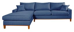 Sofa Living California 4 Lugares Chaise Lado Direito Revestido Linho Base Madeira