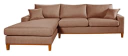 Sofa Living California 4 Lugares Chaise Lado Direito Revestido Linho Base Madeira