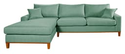 Sofa Living California 4 Lugares Chaise Lado Direito Revestido Linho Base Madeira
