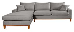 Sofa Living California 4 Lugares Chaise Lado Direito Revestido Linho Base Madeira