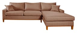 Sofa Living California 4 Lugares Chaise Lado Esquerdo Revestido Linho Base Madeira