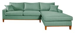 Sofa Living California 4 Lugares Chaise Lado Esquerdo Revestido Linho Base Madeira