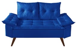 Sofa Retro Bariloche 2 Lugares Revestimento Courino Pes em Madeira