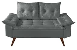 Sofa Retro Bariloche 2 Lugares Revestimento Courino Pes em Madeira