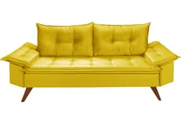 Sofa Retro Bariloche 3 Lugares Tecido Suede Pes em Madeira