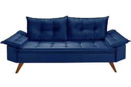 Sofa Retro Bariloche 3 Lugares Tecido Suede Pes em Madeira