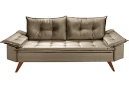 Sofa Retro Bariloche 3 Lugares Tecido Suede Pes em Madeira