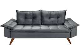 Sofa Retro Bariloche 3 Lugares Tecido Suede Pes em Madeira