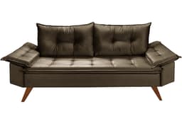 Sofa Retro Bariloche 3 Lugares Tecido Suede Pes em Madeira